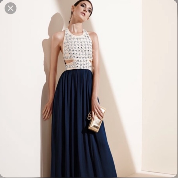 DVF Gidget Crystal Stud Long Dress - BLACK & CREAM - Picture 6 of 16